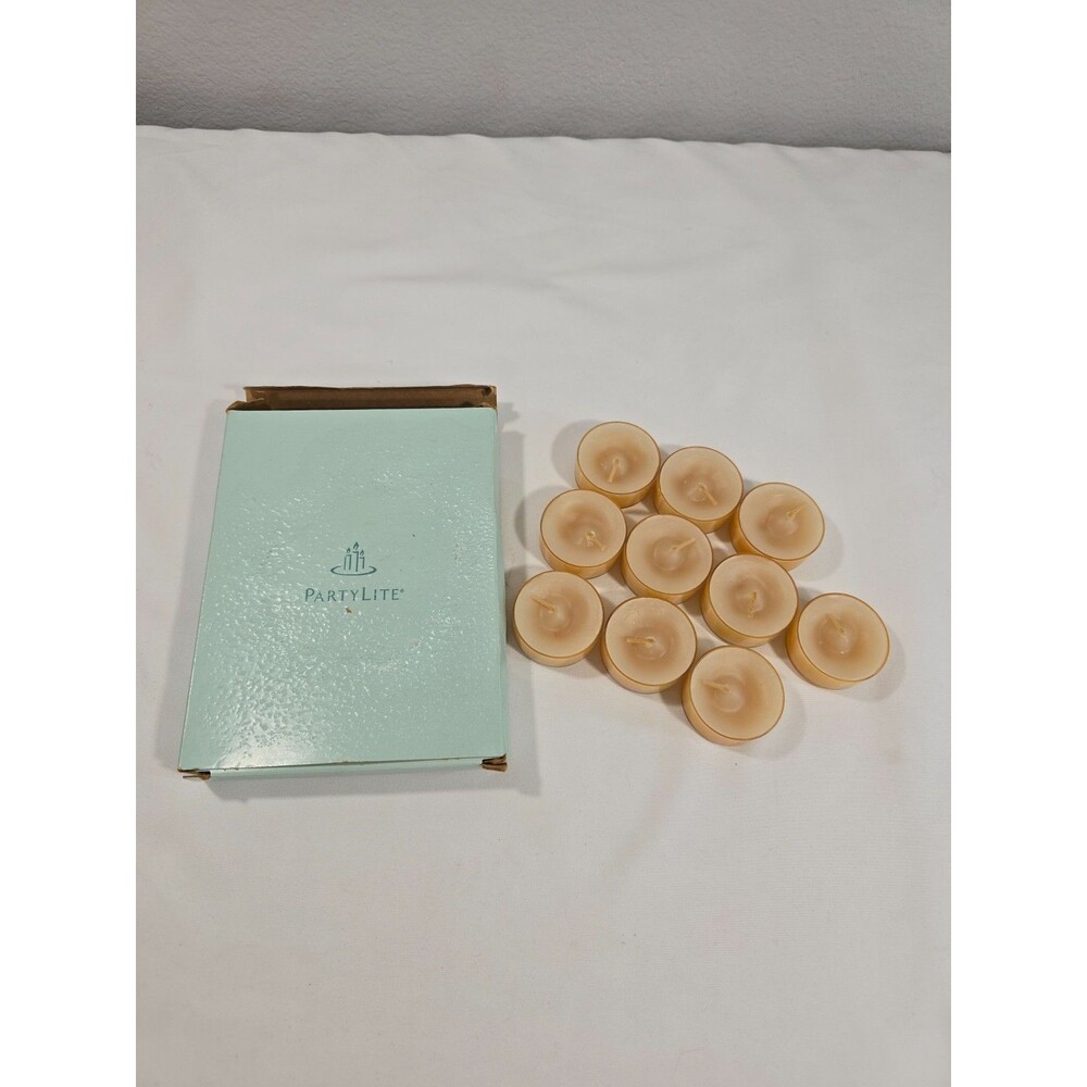 PARTYLITE Amber Wood and Vanilla Tealight Candles RETIRED 10 Total Candles - Picture 1 of 5